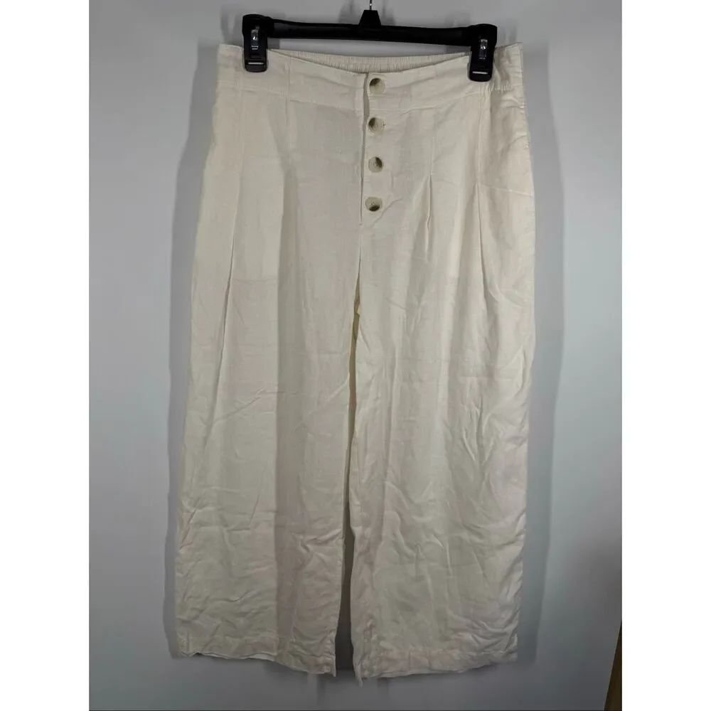 Sincerely Jules off white wide leg linen rayon pant size medium